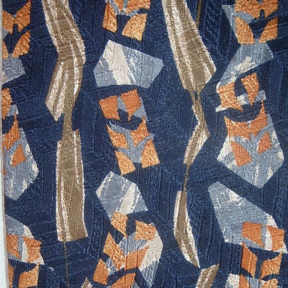 ROBERT TALBOTT navy geometric silk retro tie
